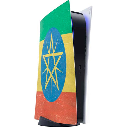 Ethiopia Flag Distressed PS5 Digital Edition Console Skin